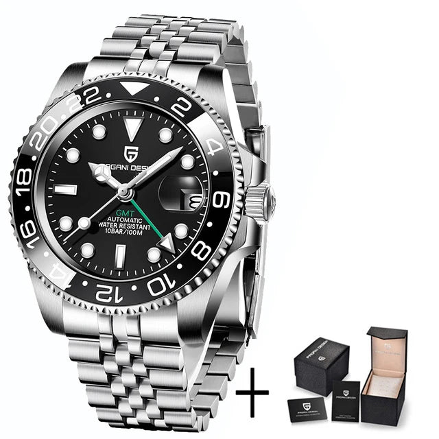 Luxury Watch GMT Men Mechanical Wristwatch Sapphire Glass Stainless Steel 100M Waterproof Automatic Watches