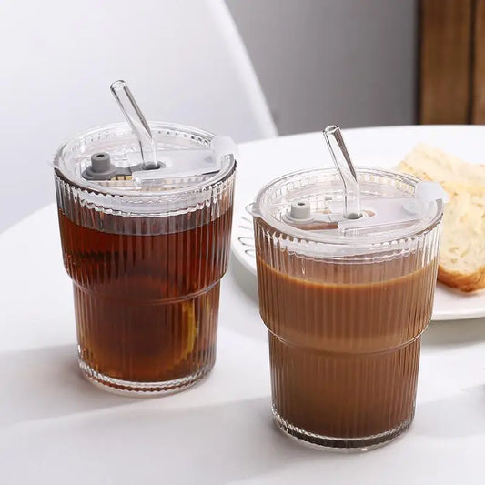 Stripe Glass Coffee Cup