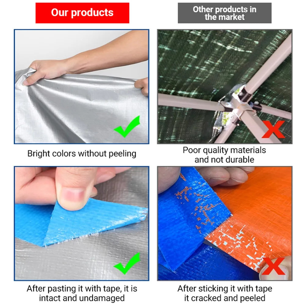 1/2pcs Large Tarpaulin Heavy Duty Thickened Waterproof  Tarp Rain Cover Multipurpose Outdoor Garden Camping Car Tent Sun Shelter