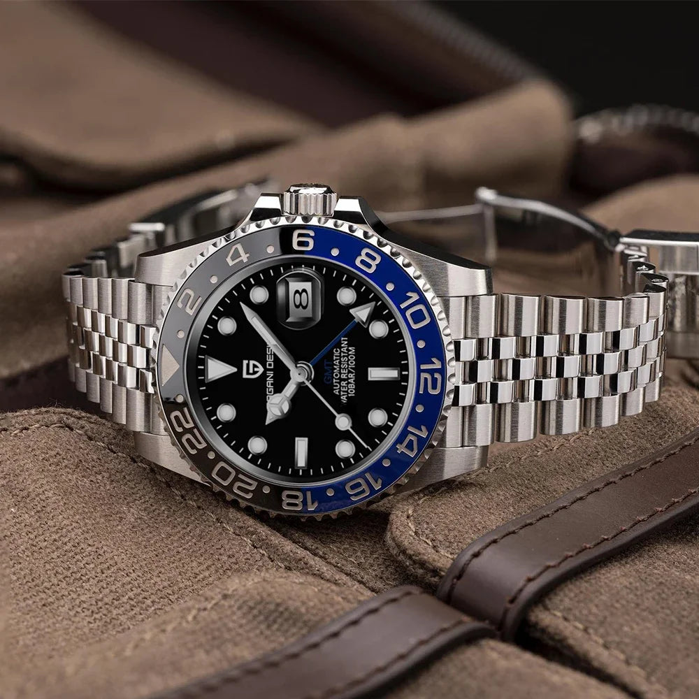 Luxury Watch GMT Men Mechanical Wristwatch Sapphire Glass Stainless Steel 100M Waterproof Automatic Watches