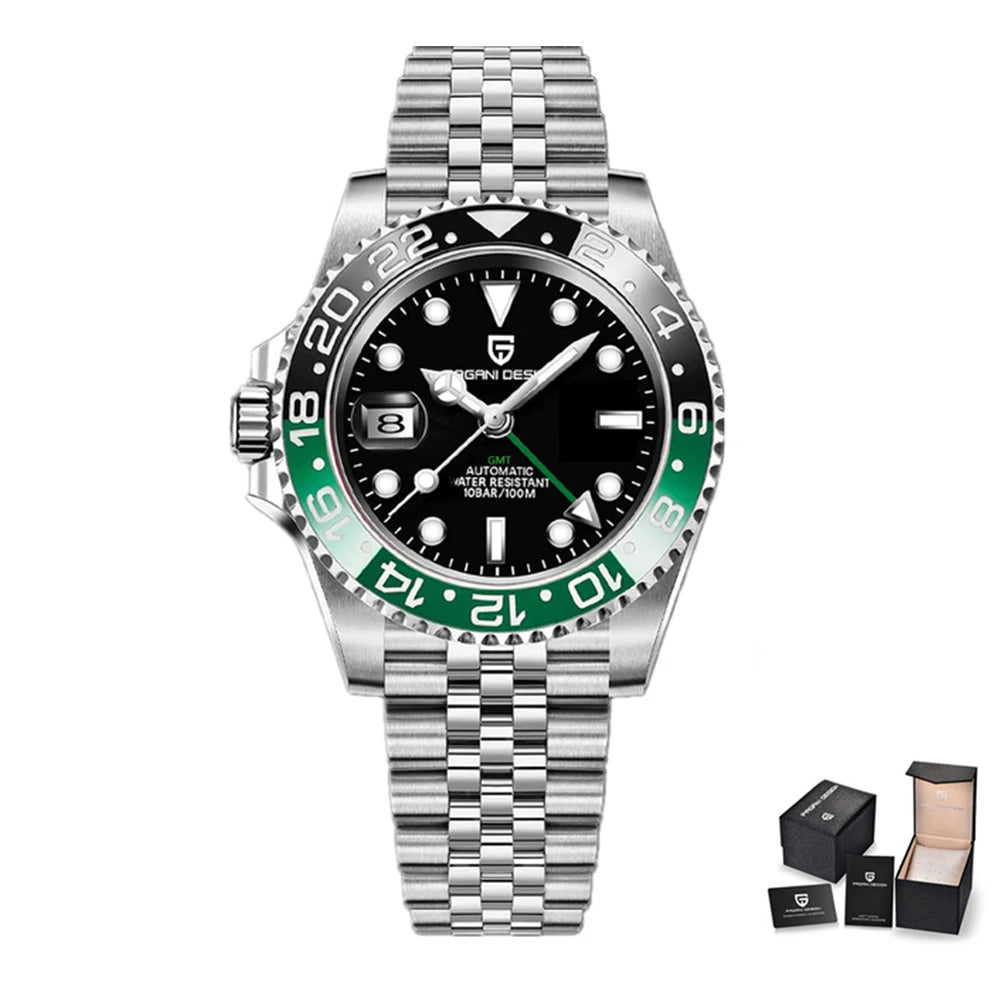 Luxury Watch GMT Men Mechanical Wristwatch Sapphire Glass Stainless Steel 100M Waterproof Automatic Watches