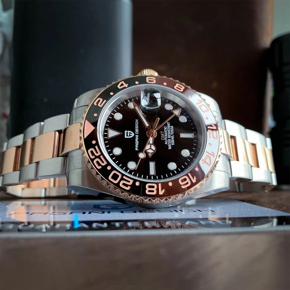 Luxury Watch GMT Men Mechanical Wristwatch Sapphire Glass Stainless Steel 100M Waterproof Automatic Watches